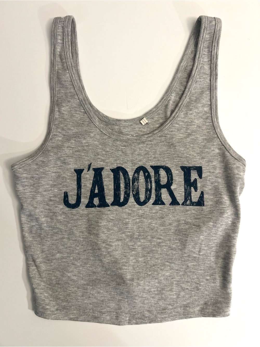 Guess Gray Tank with Navy Graphic 'J'ADORE'